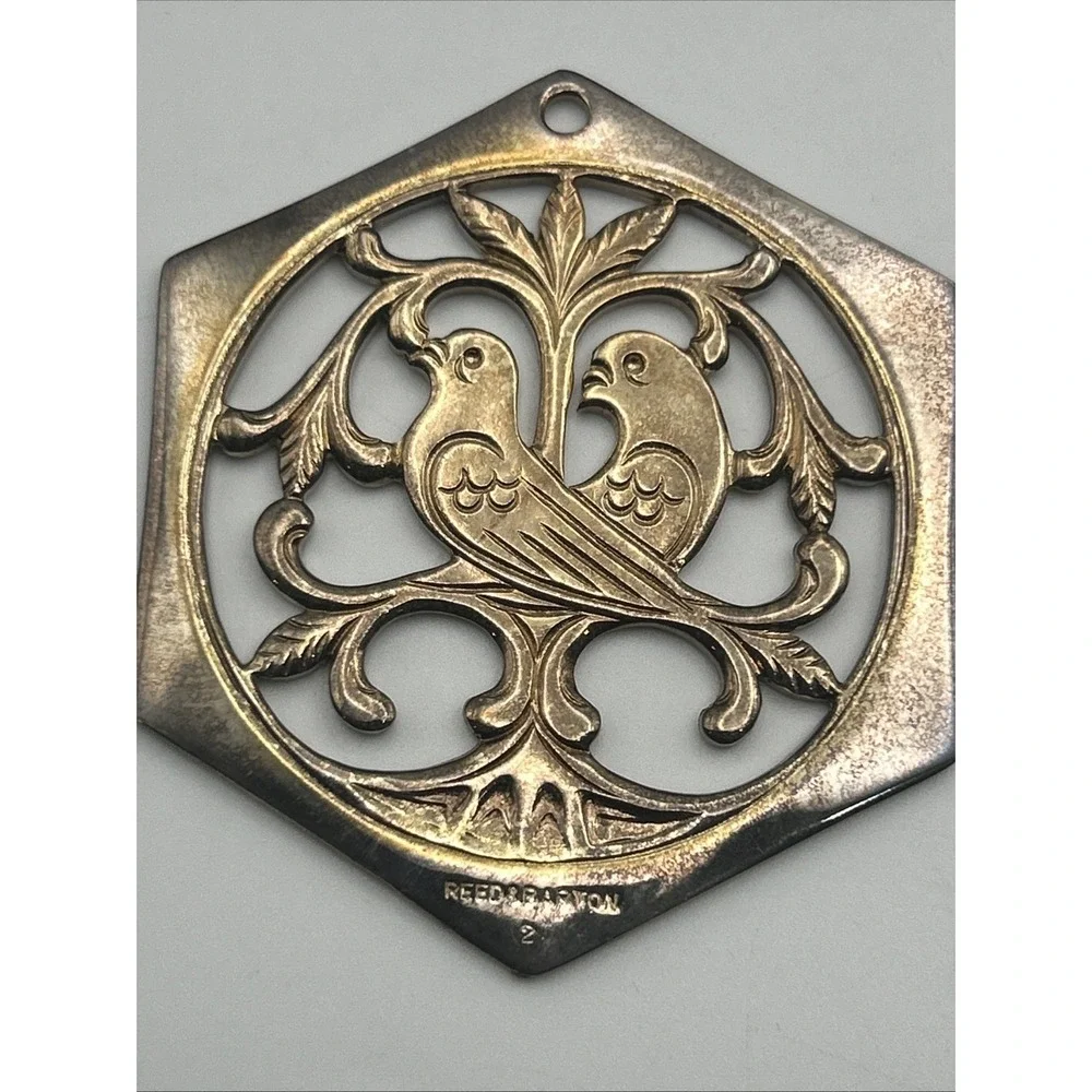 REED & BARTON Partridge‎ 2 Turtle Doves 12 Days of Christmas Ornaments 1983